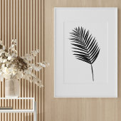 Minimalist Black and White Botanical Fern Drawing ポスター