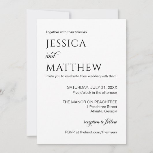 Minimalist Black and White Elegant 招待状 (正面)