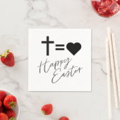 Minimalist Black and White Elegant Happy Easter スタンダードカクテルナプキン (インサイチュ)