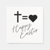 Minimalist Black and White Elegant Happy Easter スタンダードカクテルナプキン (正面)