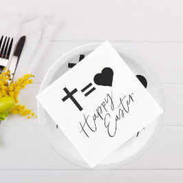 Minimalist Black and White Elegant Happy Easter スタンダードカクテルナプキン