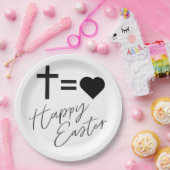 Minimalist Black and White Elegant Happy Easter ペーパープレート (パーティー)