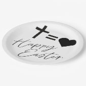 Minimalist Black and White Elegant Happy Easter ペーパープレート (アングル)