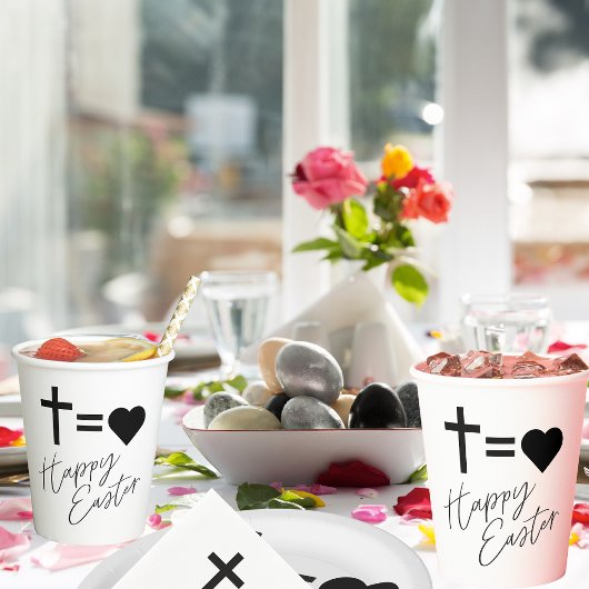 Minimalist Black and White Elegant Happy Easter 紙コップ