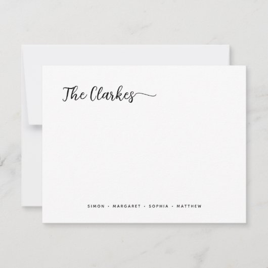 Minimalist Black and White Family Stationery  ノートカード (正面)
