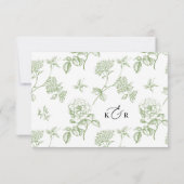 Minimalist Black and White Green Wedding RSVP Card (裏面)