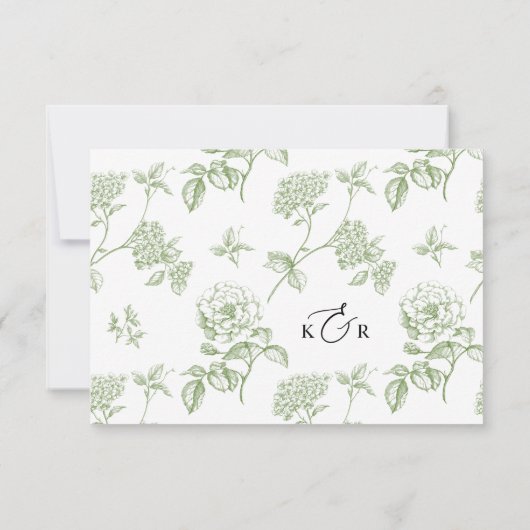 Minimalist Black and White Green Wedding RSVP Card (裏面)