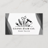 Minimalist Black and White Hair Salon Business Car 名刺 (正面)