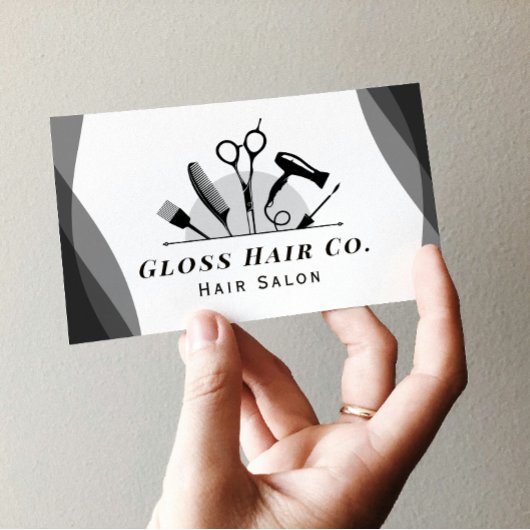 Minimalist Black and White Hair Salon Business Car 名刺