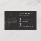 Minimalist Black and White Hair Stylist Monochrome 名刺 (裏面)
