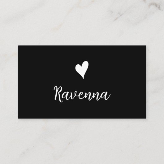 Minimalist Black and White Heart Barber Black 名刺 (正面)