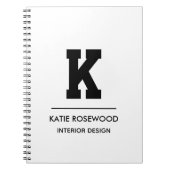 Minimalist Black and White Modern Monogram Case-Ma ノートブック (正面)