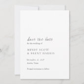 Minimalist Black and White Modern Wedding セーブザデート (正面)