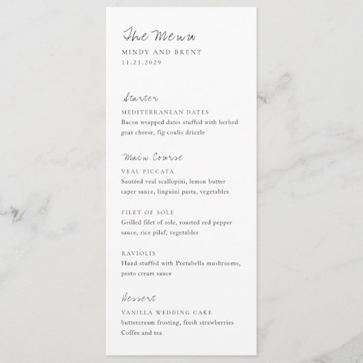 Minimalist Black and White Modern Wedding メニュー (正面)