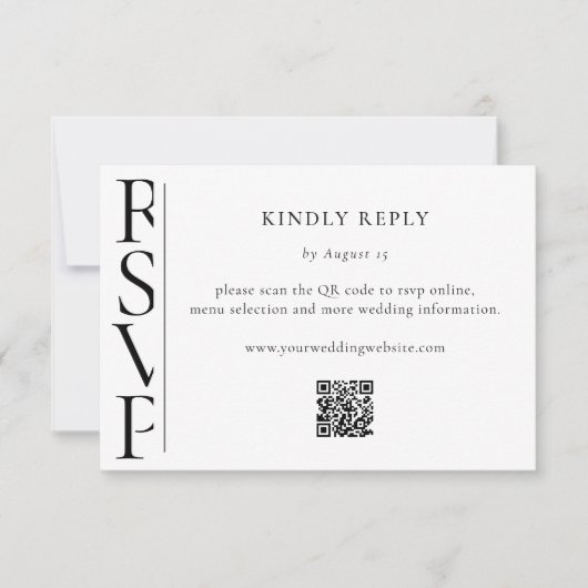 Minimalist Black and White Modern Wedding RSVP (正面)