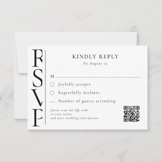 Minimalist Black and White Modern Wedding RSVP (正面)