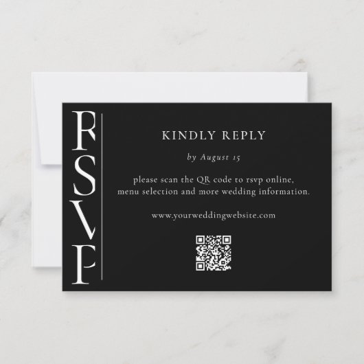 Minimalist Black and White Modern Wedding RSVP (正面)