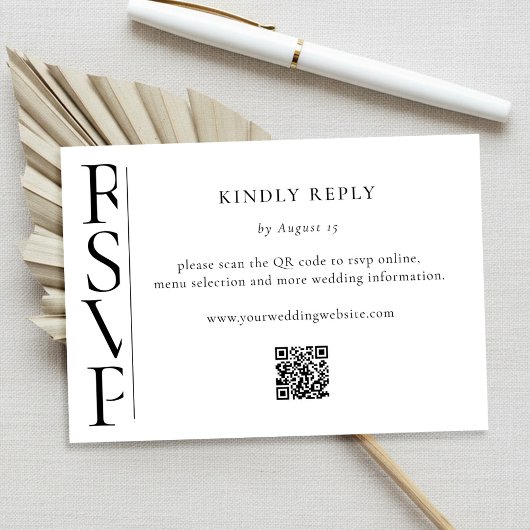 Minimalist Black and White Modern Wedding RSVP