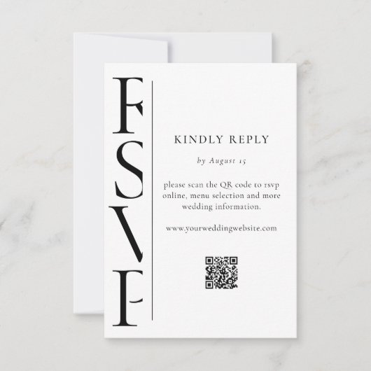 Minimalist Black and White Modern Wedding RSVP (正面)