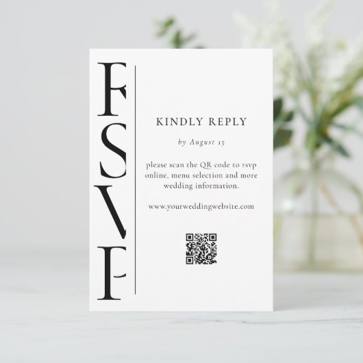 Minimalist Black and White Modern Wedding RSVP (スタンド正面)