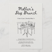 Minimalist Black and White Mother's Day Brunch 招待状 (正面)