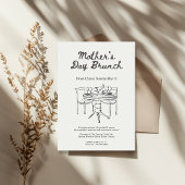 Minimalist Black and White Mother's Day Brunch 招待状