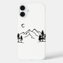 Minimalist Black and White Mountain Phone Case iPhone 16 Plusケース