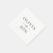 Minimalist Black and White Names Wedding スタンダードカクテルナプキン (角)