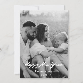 Minimalist Black and White New Years Photo シーズンカード