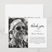 Minimalist Black and White Photo Funeral サンキューカード (正面/裏面)