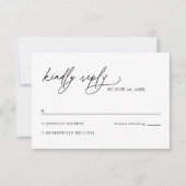 Minimalist Black and White Pink Wedding RSVP Card (正面)