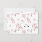 Minimalist Black and White Pink Wedding RSVP Card (裏面)