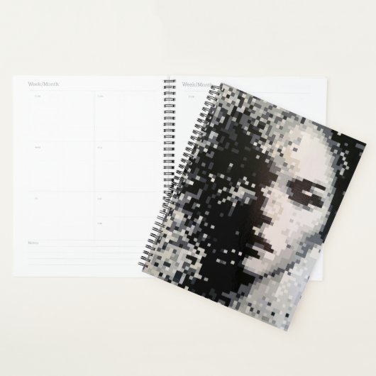 Minimalist black and white pixel portrait planner  プランナー手帳 (ディスプレー)