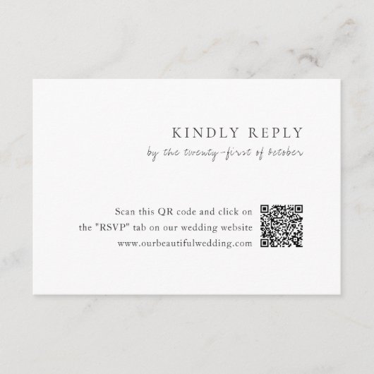 Minimalist Black and White QR Code Modern Wedding 出欠カード (正面)