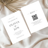 Minimalist Black and White QR Code Wedding 招待状