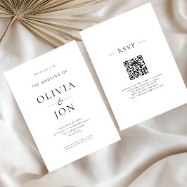 Minimalist Black and White QR Code Wedding 招待状