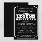 Minimalist Black and White Retirement Party  招待状 (正面/裏面)