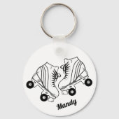 Minimalist Black And White Roller Skates Drawing  キーホルダー (正面)