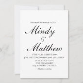 Minimalist Black and White Script Wedding 招待状 (正面)