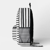 Minimalist Black and White Striped  プリントバックパック (右)