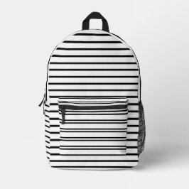 Minimalist Black and White Striped  プリントバックパック