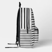 Minimalist Black and White Striped  プリントバックパック (左)