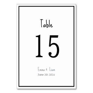 Minimalist Black and White Wedding テーブルナンバー
