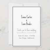 Minimalist Black and White Wedding Invitation 招待状 (正面)