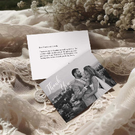 Minimalist Black and White Wedding Photo サンキューカード
