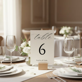 Minimalist Black and White Wedding Table Number  台座サイン
