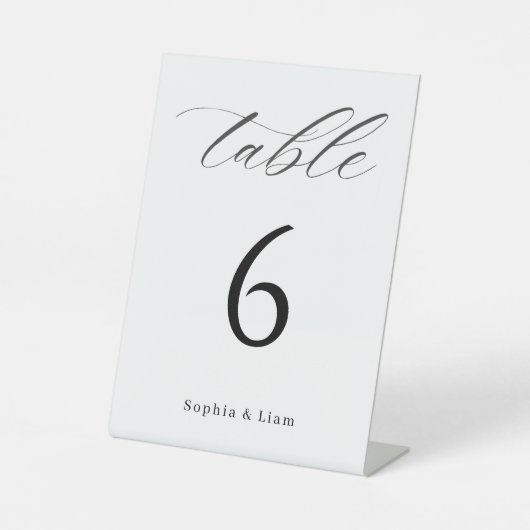 Minimalist Black and White Wedding Table Number  台座サイン (正面)