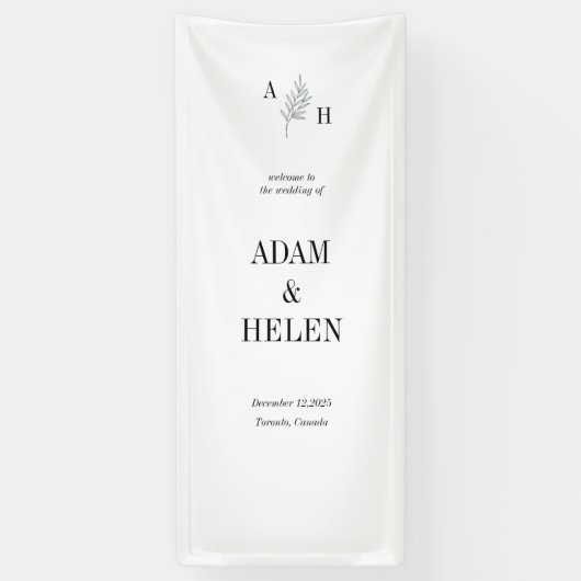 Minimalist Black and White Wedding Welcome 横断幕 (縦)