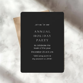 Minimalist Black Annual Holiday Party 招待状