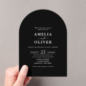 Minimalist Black Arch Elegant Wedding Invitation アクリル招待状 (インサイチュ (ポータブル))